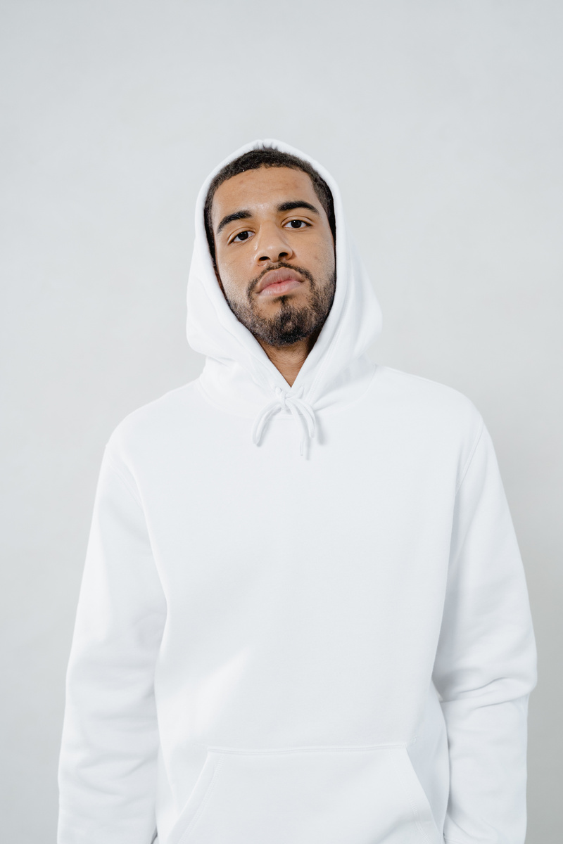 A Bearded Man in White Hoodie
